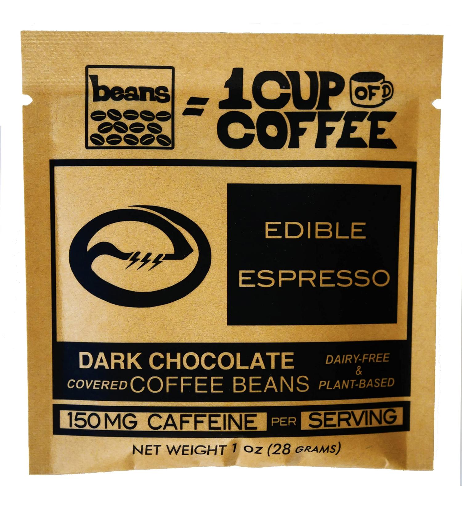 Edible Espresso Dark Chocolate Covered Coffee Beans - 150mg Caffeine, Dairy-Free Natural Energy (3pk x 1oz) by Original Beans - Buy Online on GoSupps.com