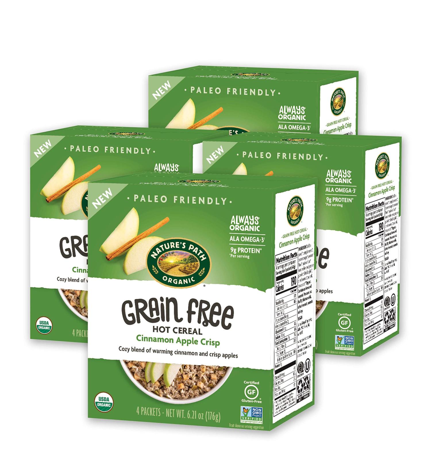 Nature's Path Organic Grain Free Hot Cereal - Cinnamon Apple Crisp 6.21 oz (4 Count) - Buy Online on GoSupps.com