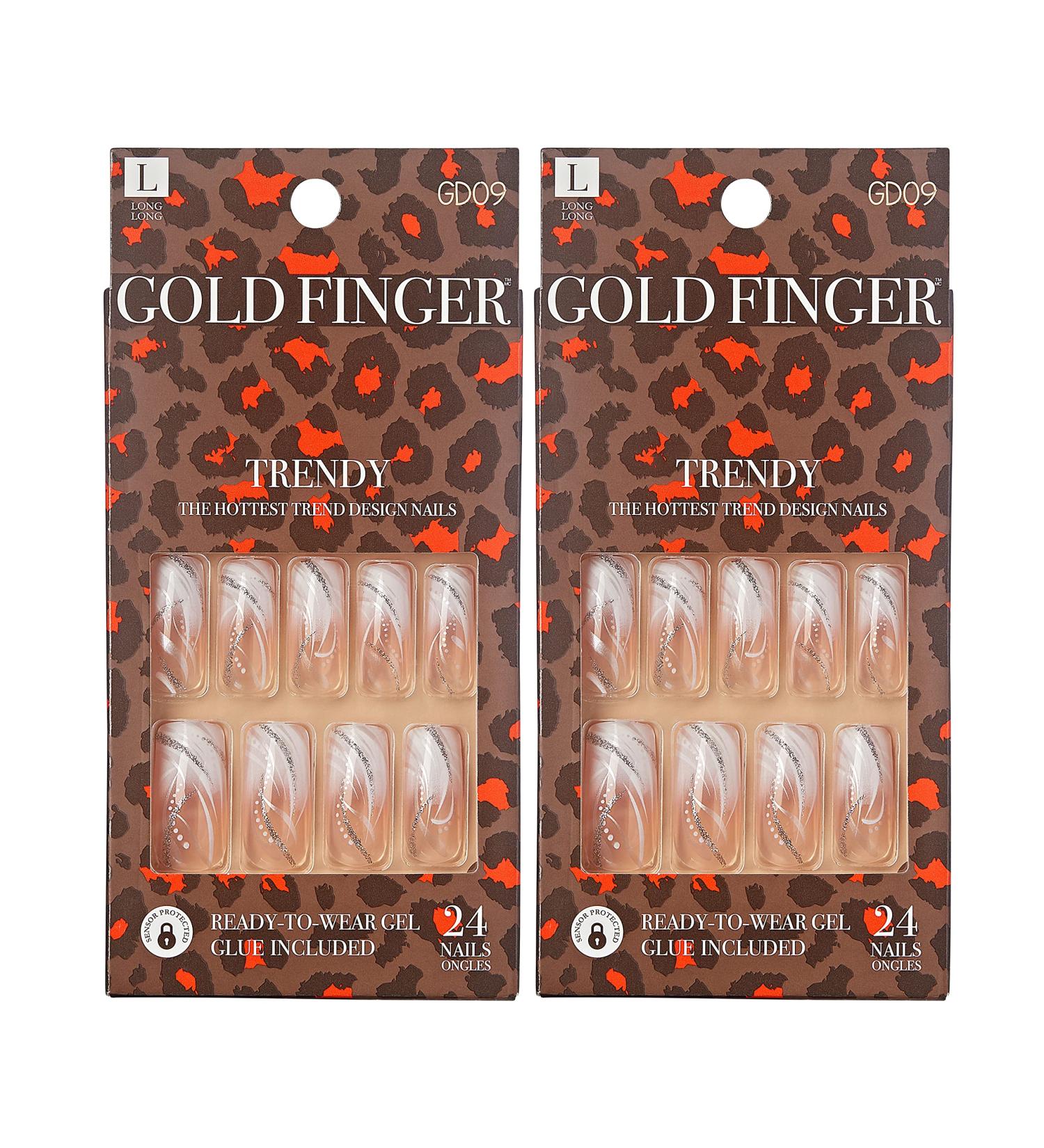 Shop Gold Finger False Nails - Glam Full Cover Fake Nails Set (2 PACK) | Long Length | International Shipping Available - Buy Online on GoSupps.com