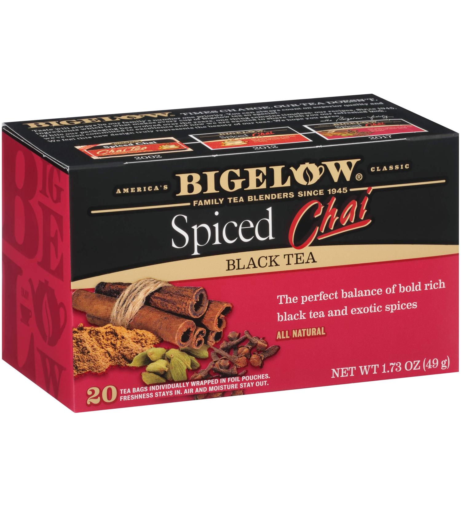 Bigelow Spiced Chai Black Tea - Caffeinated, 120 Tea Bags (6 Packs of 20) - Buy Online on GoSupps.com