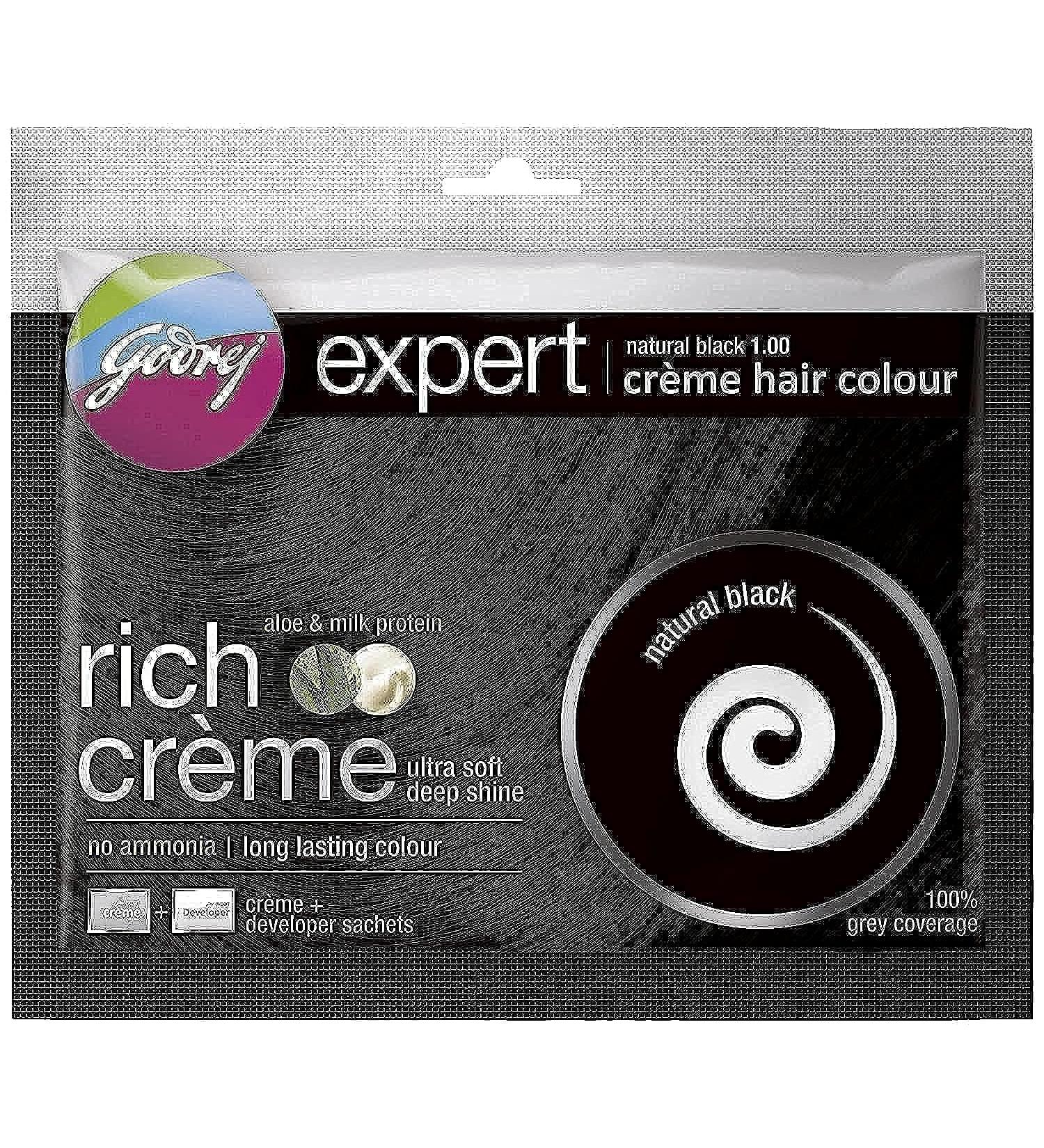 Godrej Expert Creme Hair Colour - Natural Black (20G + 20Ml) | International Shipping Available - Buy Online on GoSupps.com