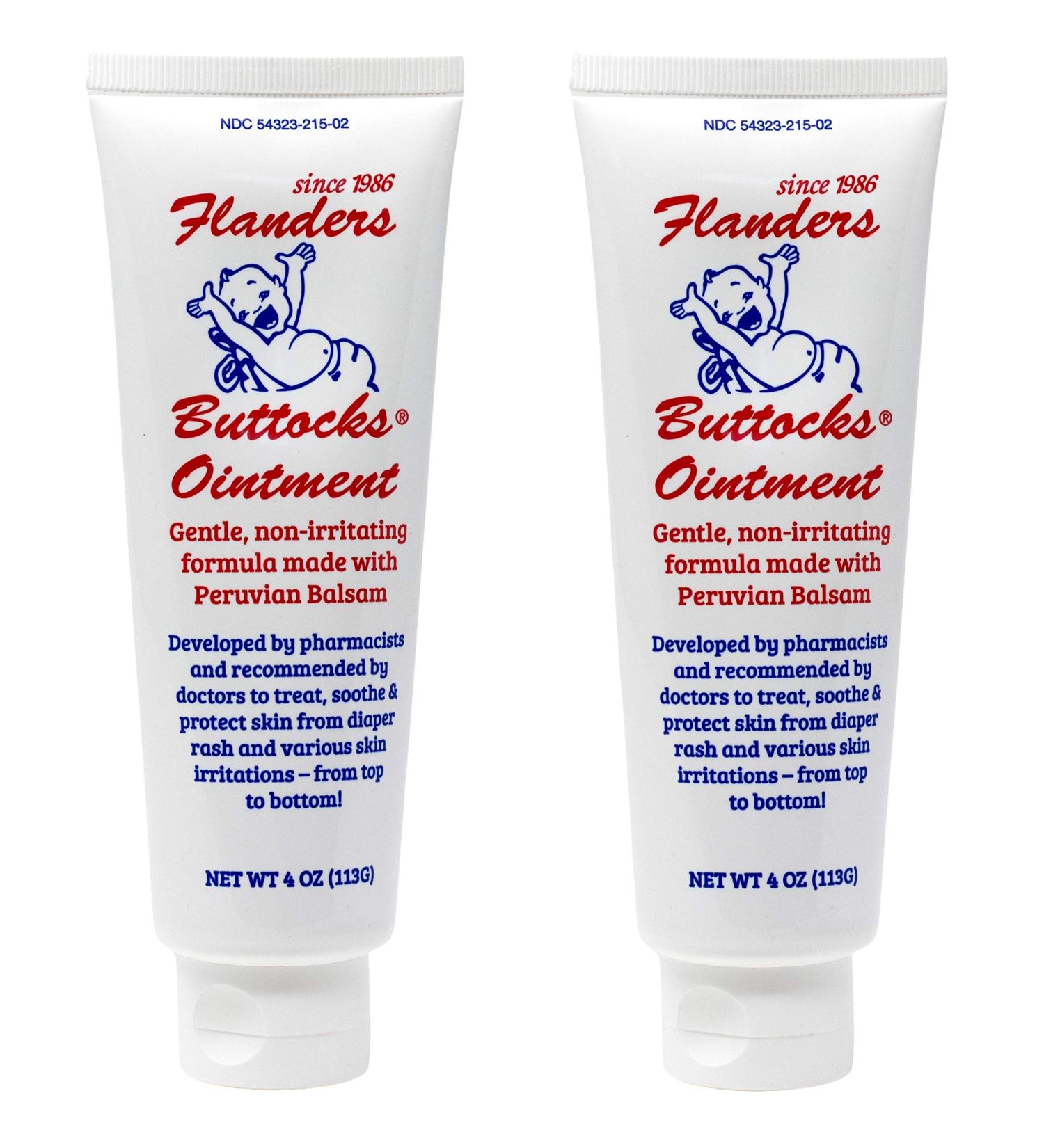 Flanders Buttocks Ointment 4oz (Pack of 2) - Diaper Rash Cream for Treatment of Diaper Rash, Heat Rash, Chafing & Skin Irritations - Buy Online on GoSupps.com