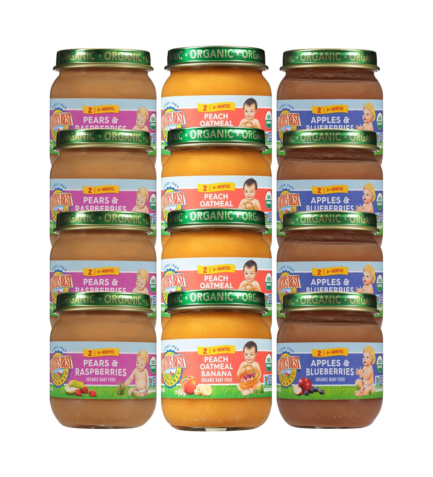 Earth's Best Organic Stage 2 Baby Food Jars - Fruit Puree Variety Pack (4 oz, Pack of 12) - Buy Online on GoSupps.com