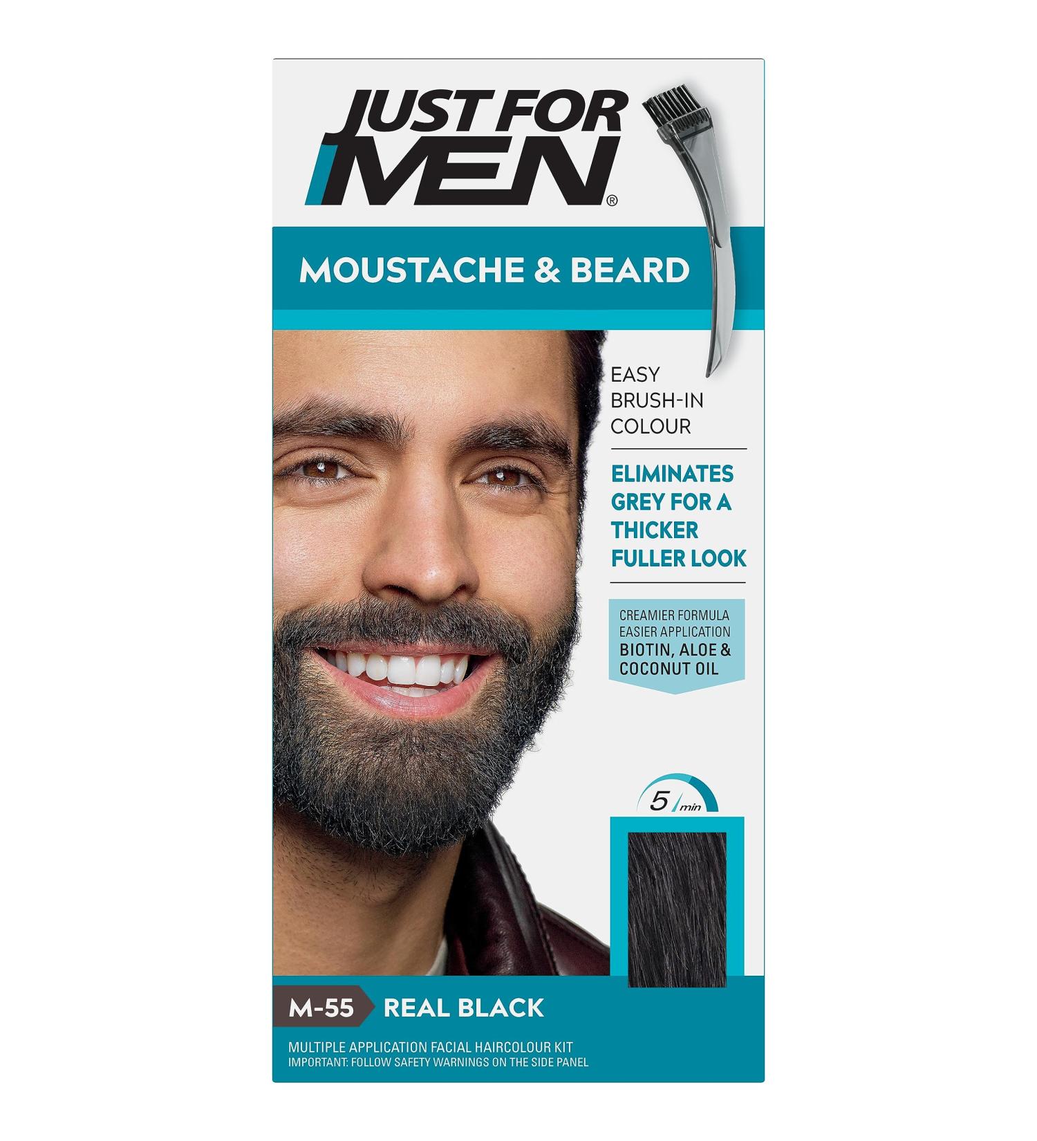Just For Men Black Beard and Mustache Paint Removes Gray Hair and Gives a Thicker Fuller Look M55 - Buy Online on GoSupps.com