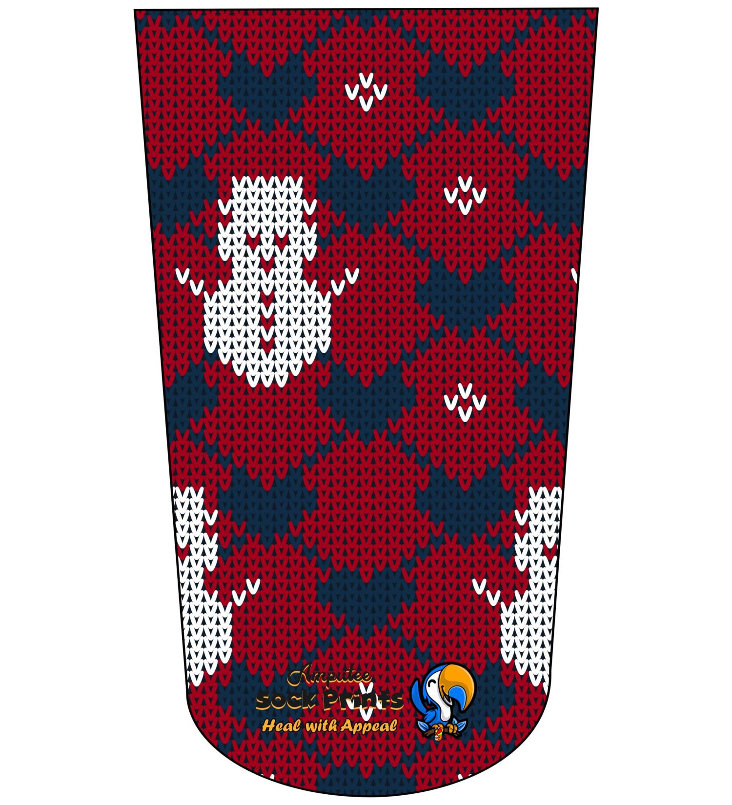 Heal with Appeal Amputee Stump Sock | Knitted Look Red Snowman V1 | 3-Ply Comfort & Style for International Shipping - Buy Online on GoSupps.com