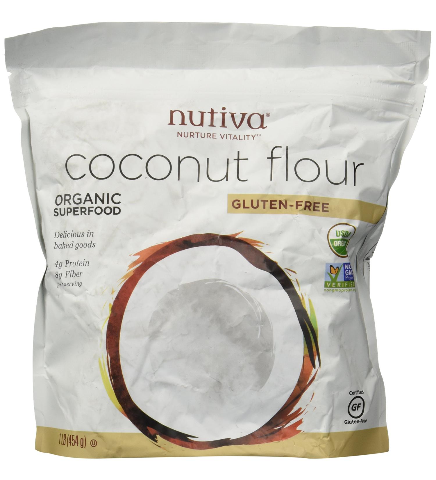 Nutiva Organic Coconut Flour - Gluten Free - 1 lb (454 g) | Healthy Baking Ingredient - Buy Online on GoSupps.com
