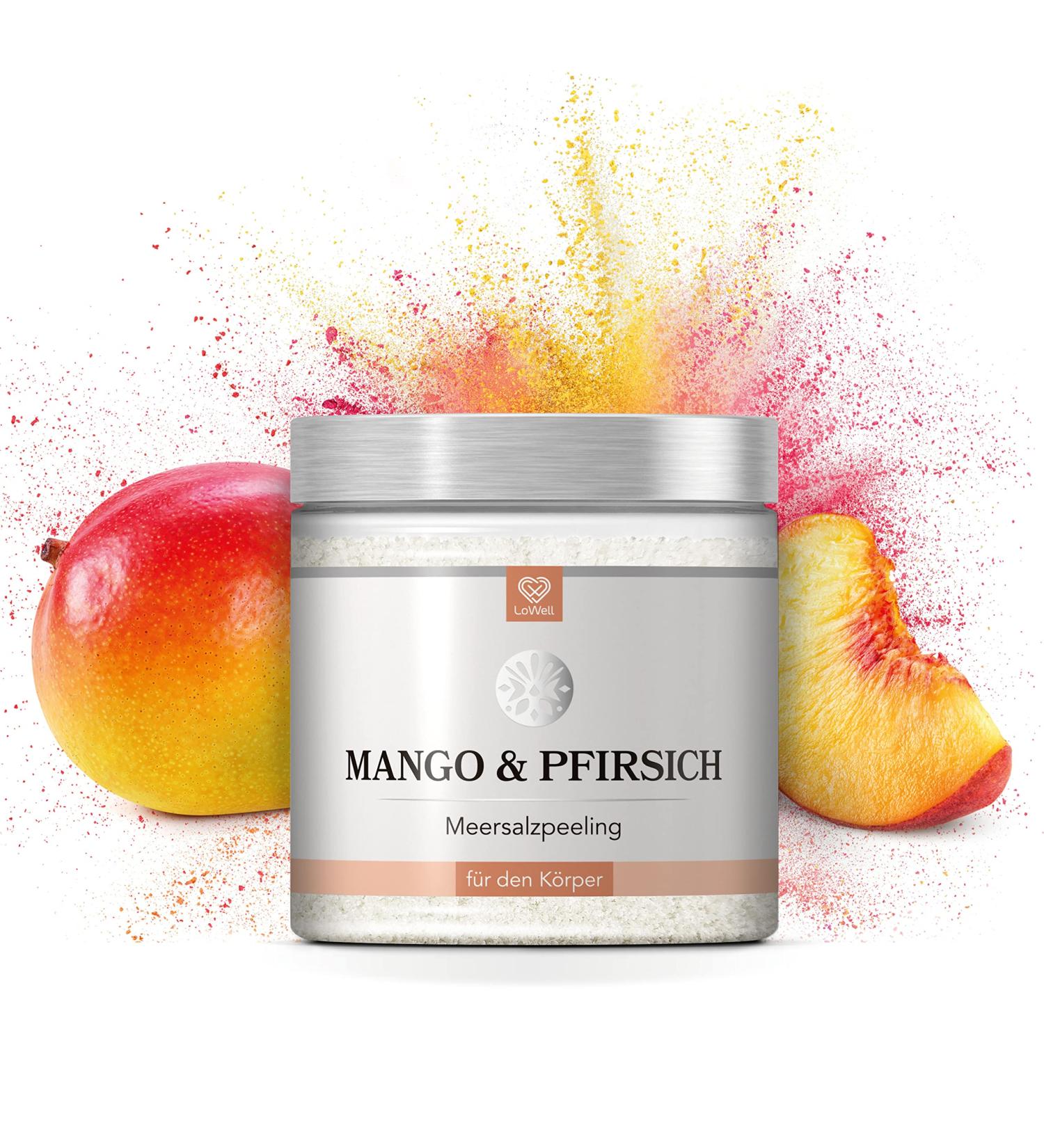 Buy Lowell 500g Body Peeling Sea Salt Scrub with Jojoba Oil - Mango & Peach | Nourishing Shower & Sauna Exfoliator - International Shipping Available - Buy Online on GoSupps.com