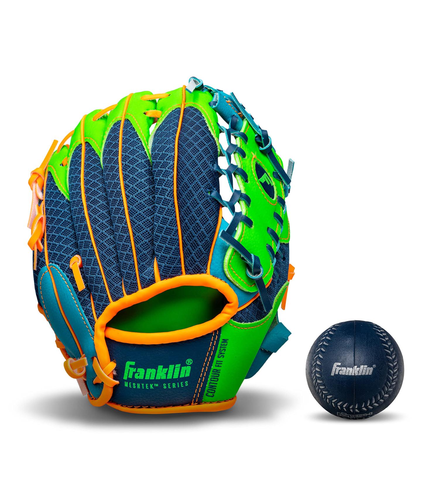Shop Franklin Sports 9.5 Teeball Fielding Glove & Ball Set - Navy/Lime/Orange | International Shipping Available - Buy Online on GoSupps.com