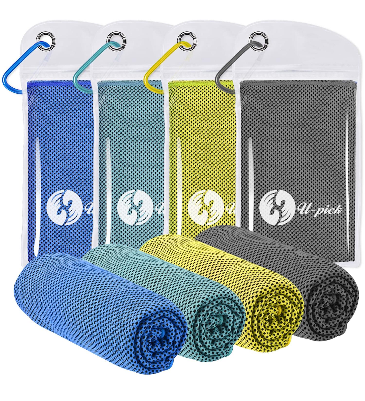 U-pick Cooling Towel(40" x 12") Soft and Breathable Chilly Towel Stay Cooling for Sports Workout Fitness Gym Yoga Pilates Travel Camping & More Gold/Blue/Jade/Dark Grey - Buy Online on GoSupps.com