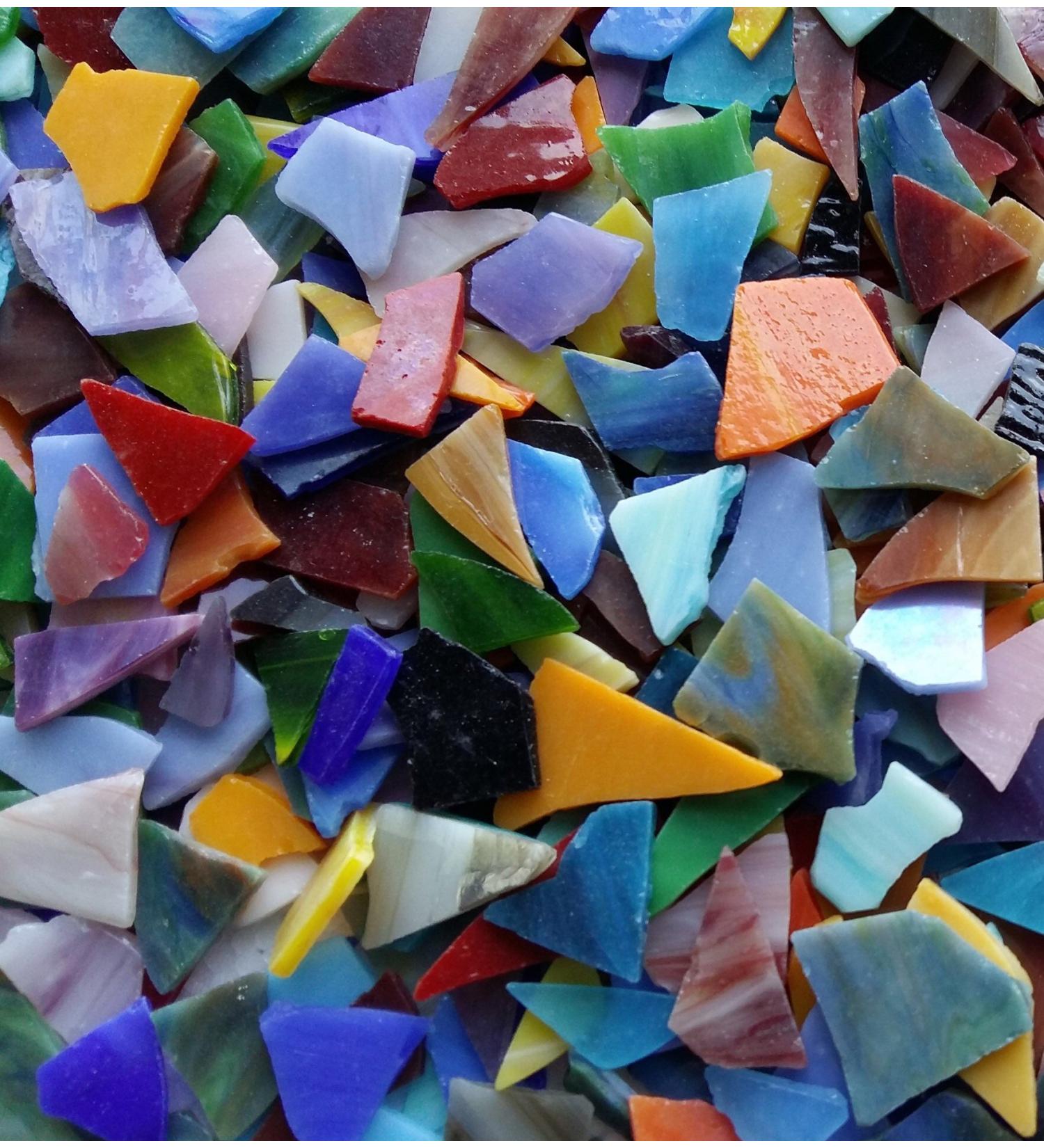 Lanyani Glass Mosaics Pieces - Assorted Colors & Shapes - 1kg/35oz - Buy Online on GoSupps.com