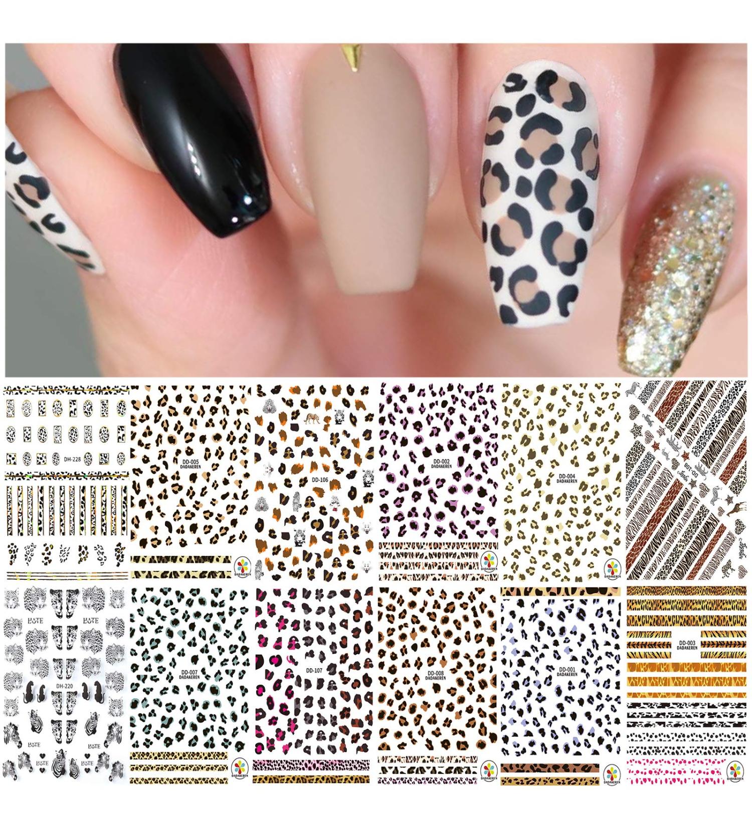 Leopard Print Nail Art Decals Stickers EBANKU Leopard Print Design Nail Sticker Self-Adhesive Nail Sticker Supplies for Women Girls Nails Decor - Buy Online on GoSupps.com