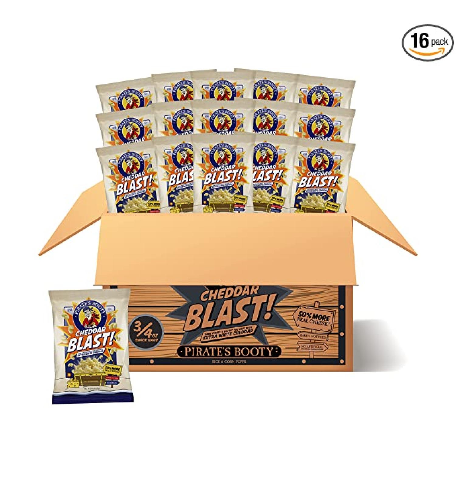 Pirate's Booty Cheddar Blast Cheese Puffs - Gluten-Free Snack Bags (0.75 oz, Pack of 16) - Healthy Kids Snacks - Buy Online on GoSupps.com