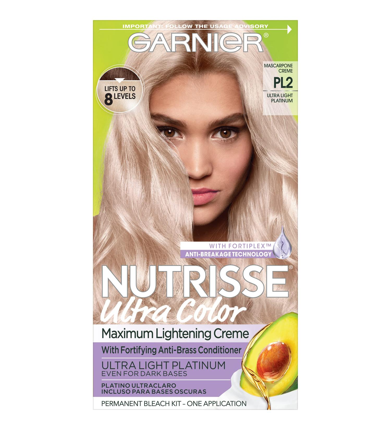 Garnier Nutrisse Ultra Color PL2 Ultra Light Platinum Hair Dye - Permanent Nourishing Creme (Mascarpone Crme) - 1 Count - Buy Online on GoSupps.com