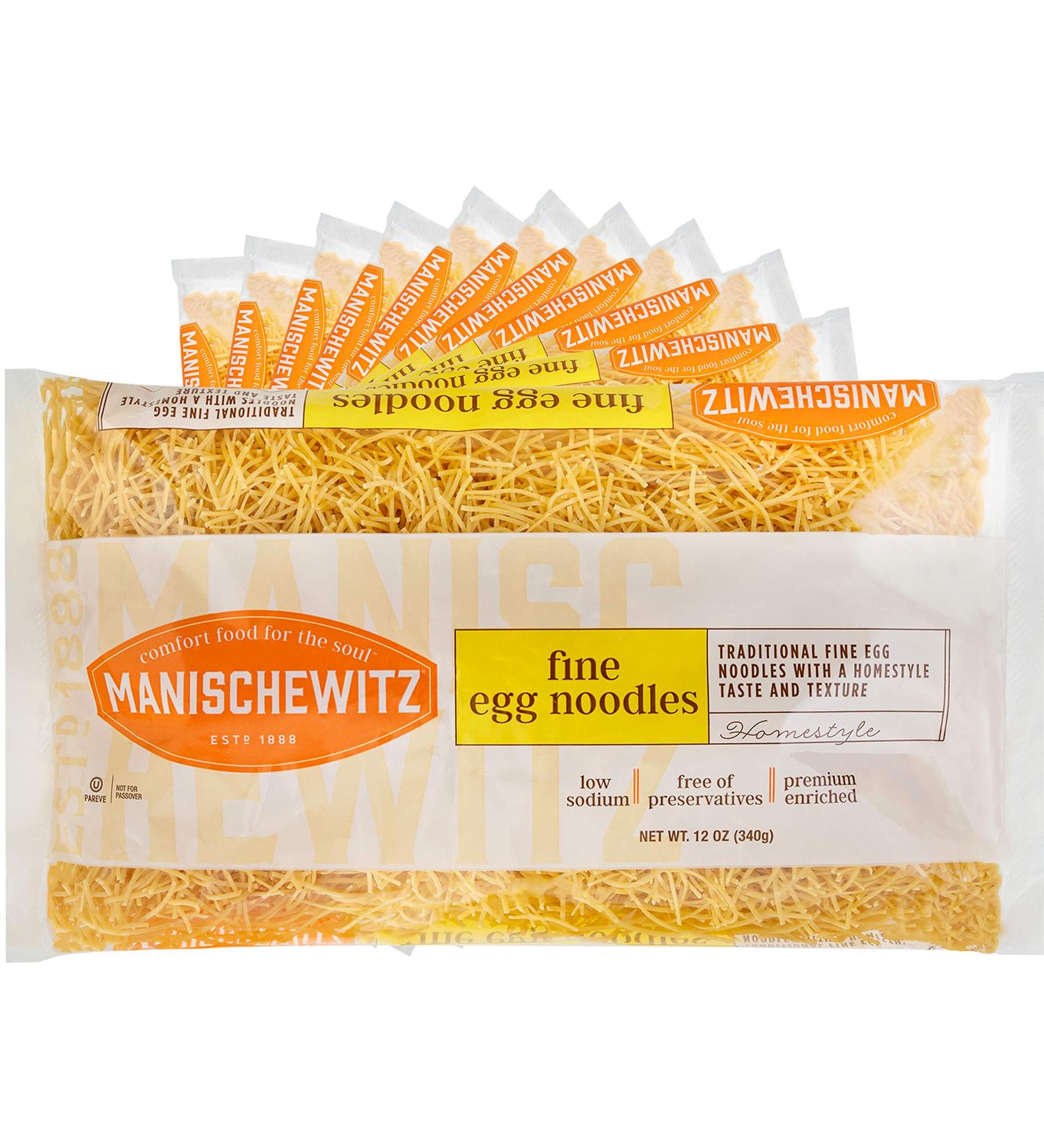 MANISCHEWITZ Fine Egg Noodles, 12-Ounce Bags (Pack of 12)
