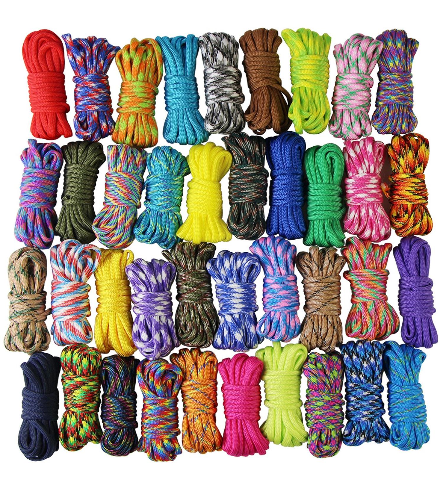aufodara 10x 10ft Paracord Set Ropes Cords DIY Handmade Weave for Bracelet Keychain Pendant (Colorful x 10 pcs)