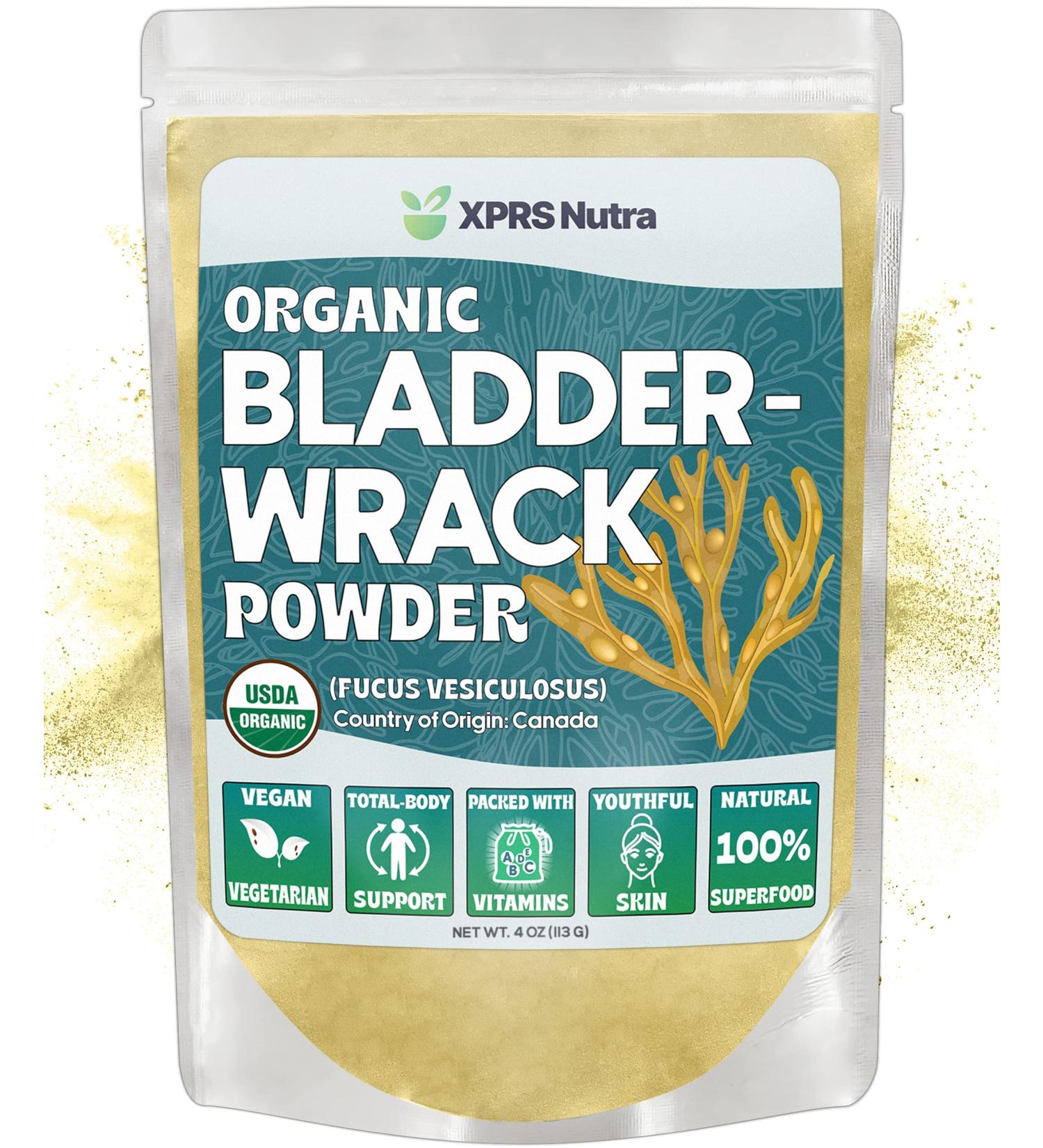 XPRS Nutra Organic Bladderwrack Powder - Premium 4 Ounce Iodine Supplement for Glowing Skin - Vegan Friendly Herb - Buy Online on GoSupps.com