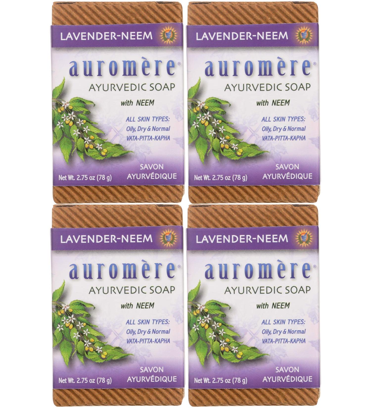 Auromere Ayurvedic Soap with Neem & Lavender â€“ Natural Herbal Bar (2.75 oz) - Buy Online on GoSupps.com