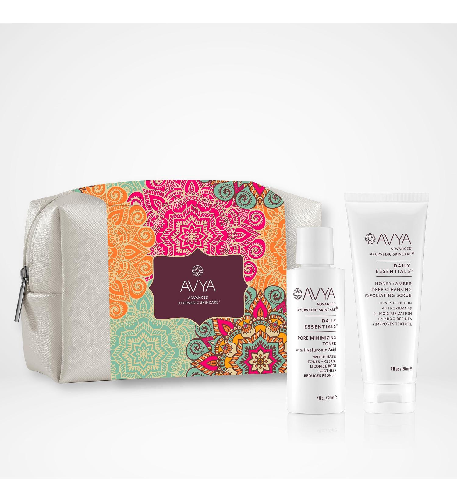 Avya Deep Cleansing Duo: Honey Amber Scrub & Toner - Antioxidant Power & Hyaluronic Acid | International Shipping - Buy Online on GoSupps.com