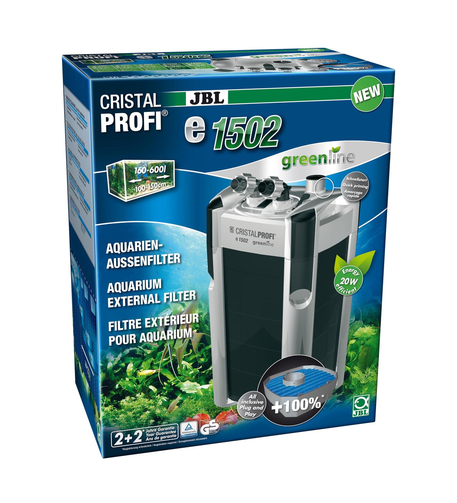JBL CristalProfi e1502 Greenline External Filter for 160-600L Aquariums - Superior Filtration Solutions - Buy Online on GoSupps.com