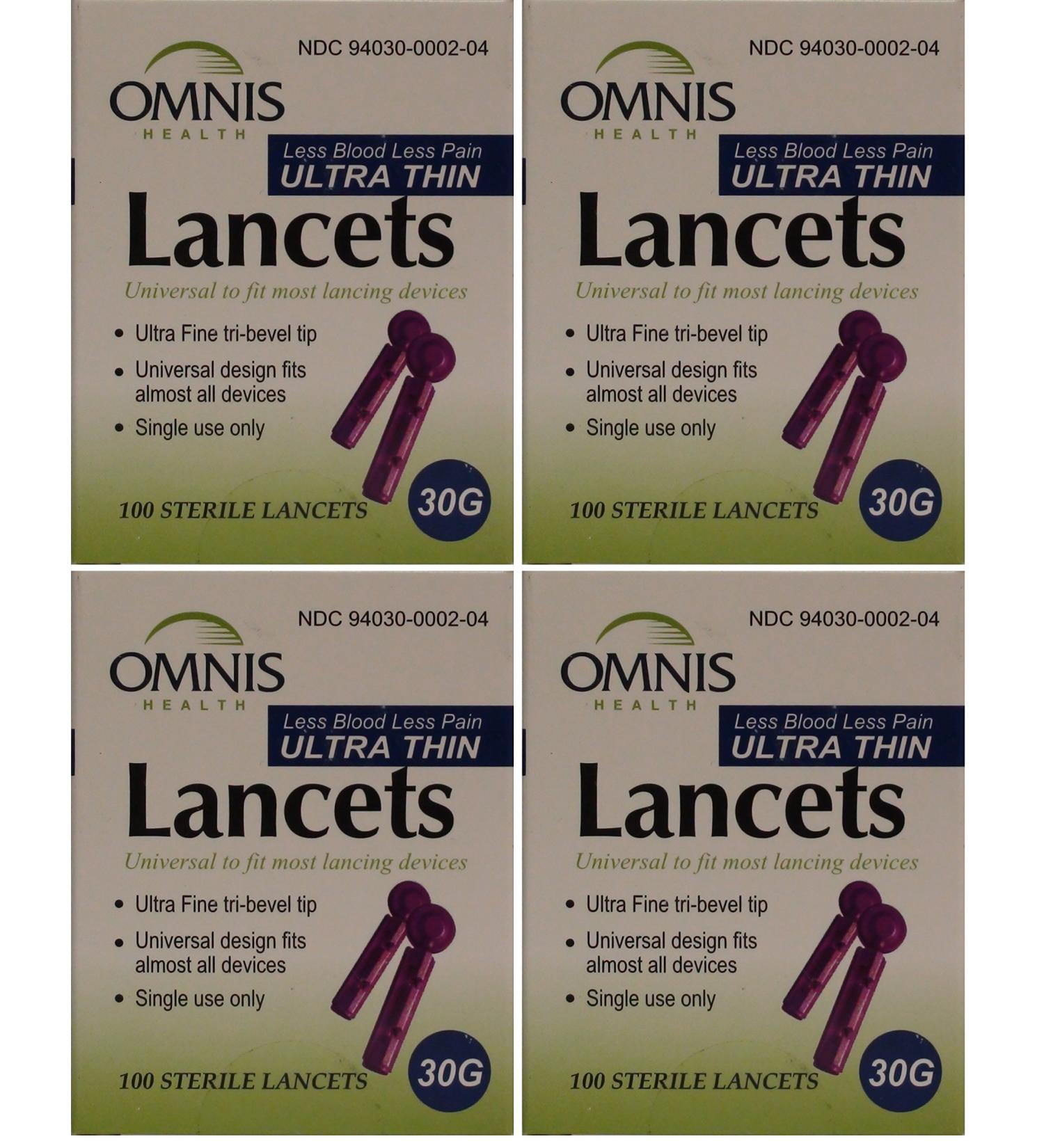 Omnis Ultra Thin Sterile Lancets 30G 100 ea per Box 4 PACK - Total 400 ea - Buy Online on GoSupps.com