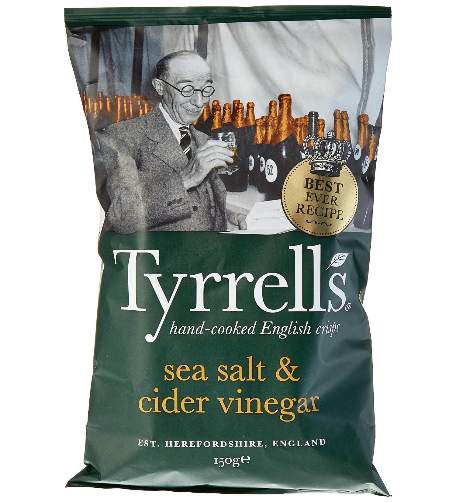 Tyrrell's Sea Salt/Cider Vinegar Crisps 150g - Buy Online on GoSupps.com