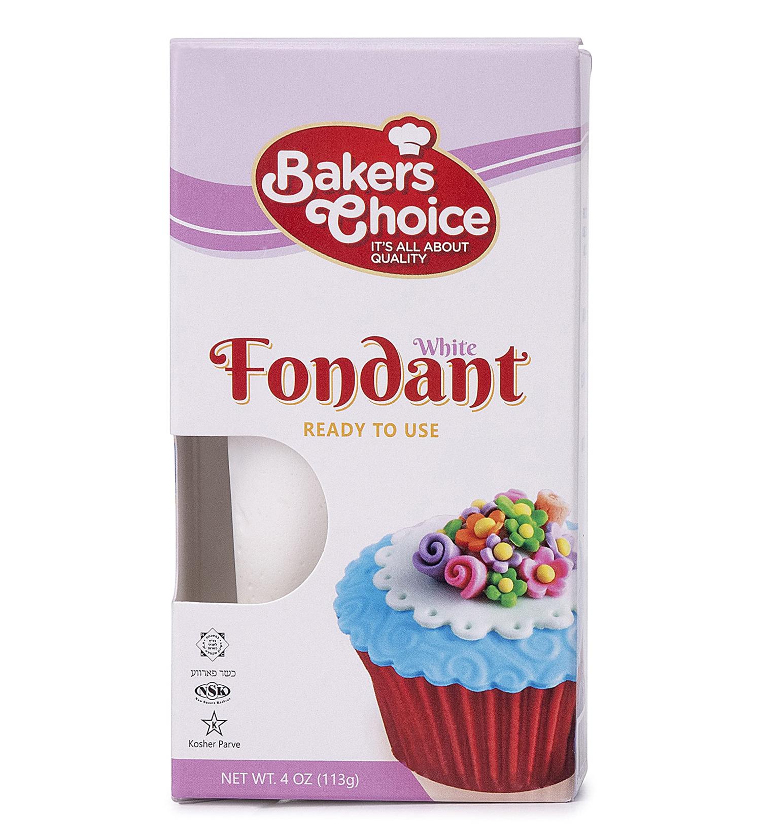 4 oz. White Fondant Icing - Ready to Use Cake Decorating Frosting by Bakers Choice - Kosher Dairy Free, Nut Free & Easy to Roll - Ideal for Cakes, Cupcakes, and Cookies - Buy Online on GoSupps.com