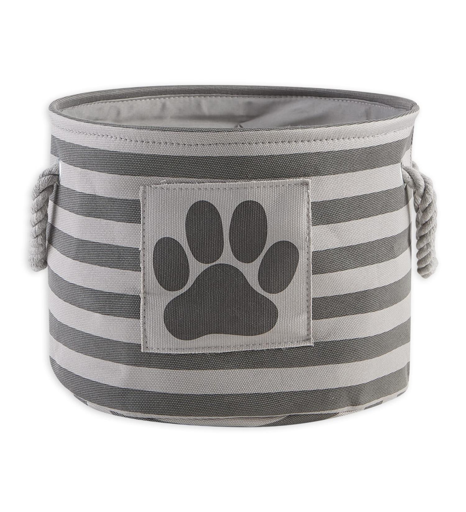 Bone Dry Small Round Gray Striped Paw Patch Pet Storage Bin - Buy Online on GoSupps.com