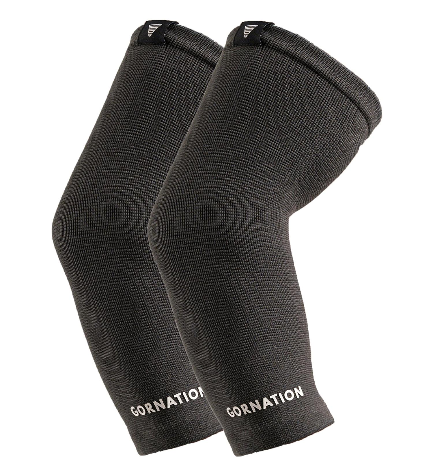 Gornation Elastic Elbow Bandages - Unisex Support Sleeves for Calisthenics Bodybuilding & Fitness - Gray - 1 Pair - Buy Online on GoSupps.com