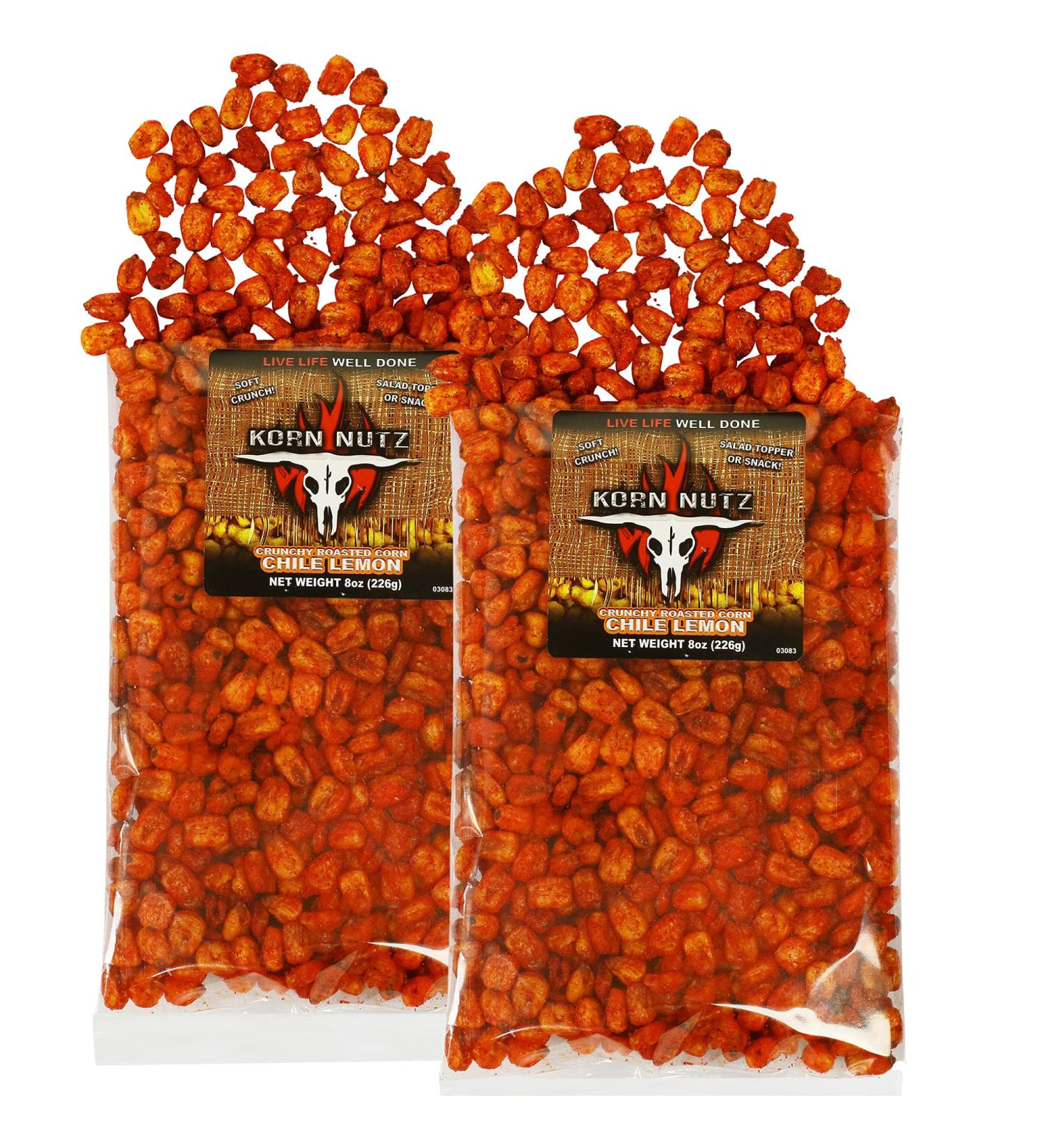 Runnin Wild Foods Chile Lemon Crunchy Corn Kernels 1lb (2x8oz Bags) | Made in USA, Soft Crunch Chili Toasted Roasted Corn Nutz - Buy Online on GoSupps.com