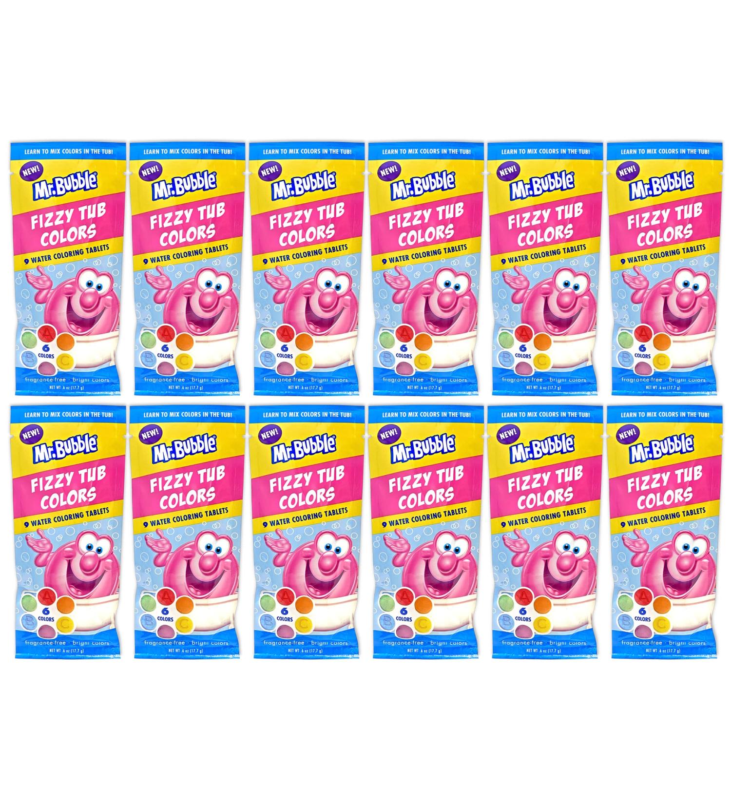 Mr. Bubble Fizzy Tub Colors - 12 Packets, 9 Tablets Each, 108 Tablets Total - Buy Online on GoSupps.com