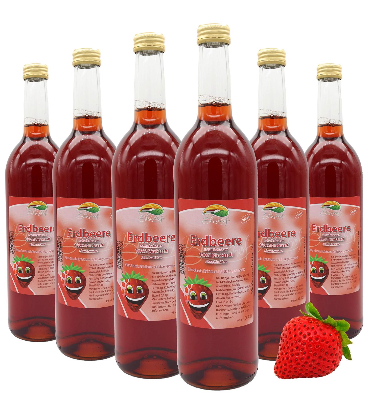 BLEICHHOF Strawberry Juice - Vegan Direct Juice (6x0.72L) - Buy Fresh Strawberries 720ml Pack of 6 Internationally - Buy Online on GoSupps.com