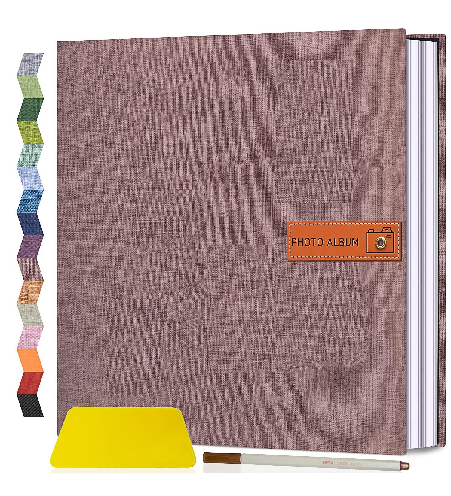 Popotop Large Photo Album Self Adhesive 4x6 5x7 8x10 Scrapbook Album DIY 60 Pages Picture Book Gifts for Mom Family Baby and Wedding with Metal Pen and Plastic Board 11.5"x10.6"60pages Brown - Buy Online on GoSupps.com