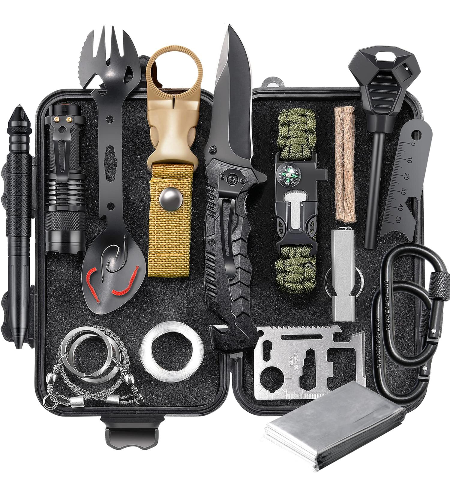 23-in-1 EILIKS Survival Gear Kit for Men, Women - Emergency Equipment for Camping, Hiking, Hunting - Perfect Valentine's, Christmas Gift Idea - Buy Online on GoSupps.com