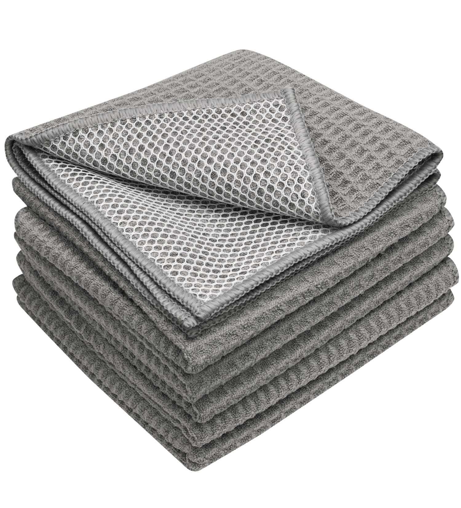 S&T INC. Honeycomb Dish Cloths with Tough Scrub Mesh - Microfiber Cleaning Rags for Washing Dishes - Kitchen Dish Rags, 12x12 inches, 6 Pack (Grey) - Buy Online on GoSupps.com