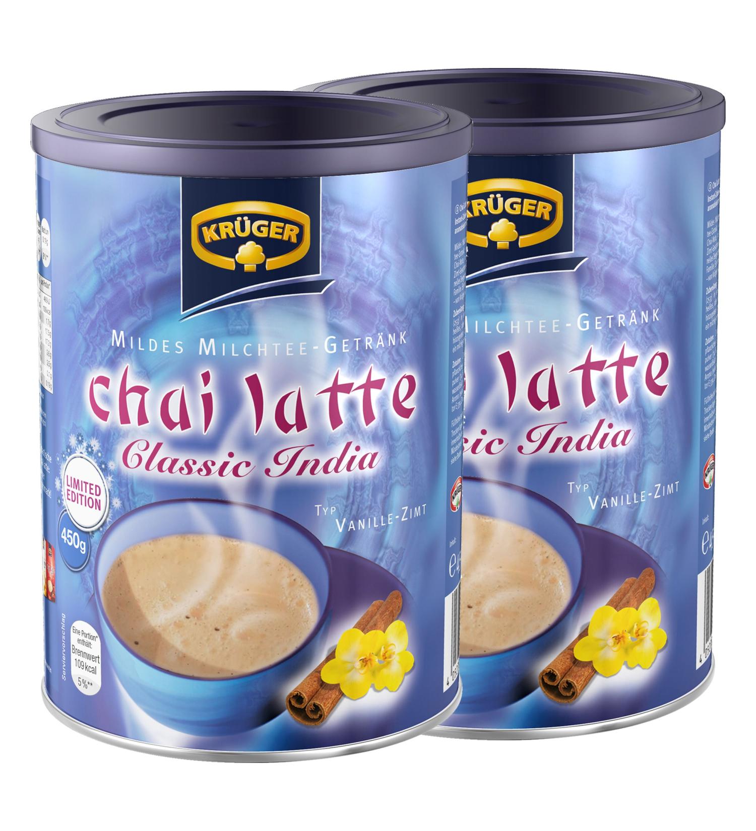 Buy Kr ger Chai Latte Classic India Vanilla-Cinnamon - Instant Milk Tea Powder 2 x 450g Cans - International Shipping Available - Buy Online on GoSupps.com