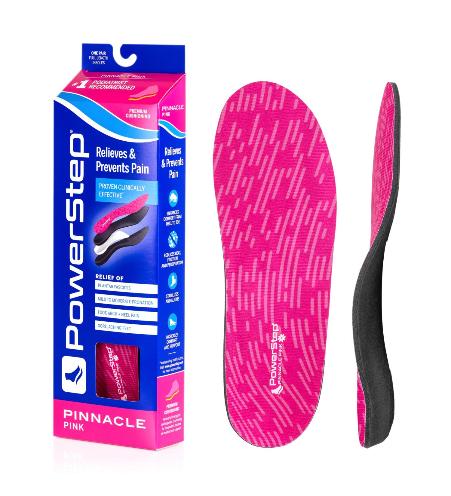Powerstep Pinnacle Pink Arch Support Insoles for Women | Plantar Fasciitis Relief | Orthotic Shoe Inserts EU 37/37.5 - Buy Online on GoSupps.com