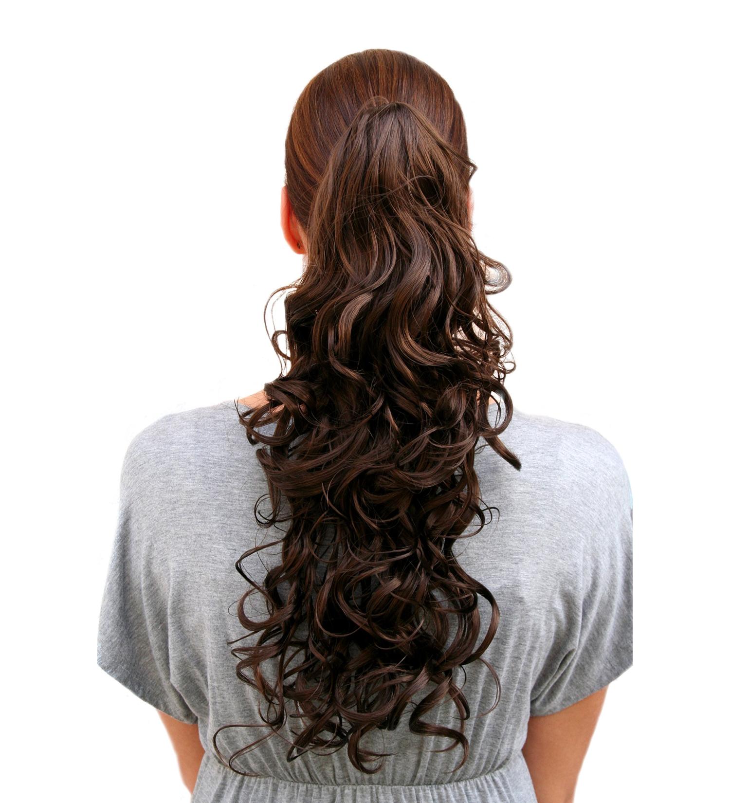 WIG ME UP - C128-6(126) Hairpiece PONYTAIL curly long BRUNETTE Brown(shade 6) 45 cm