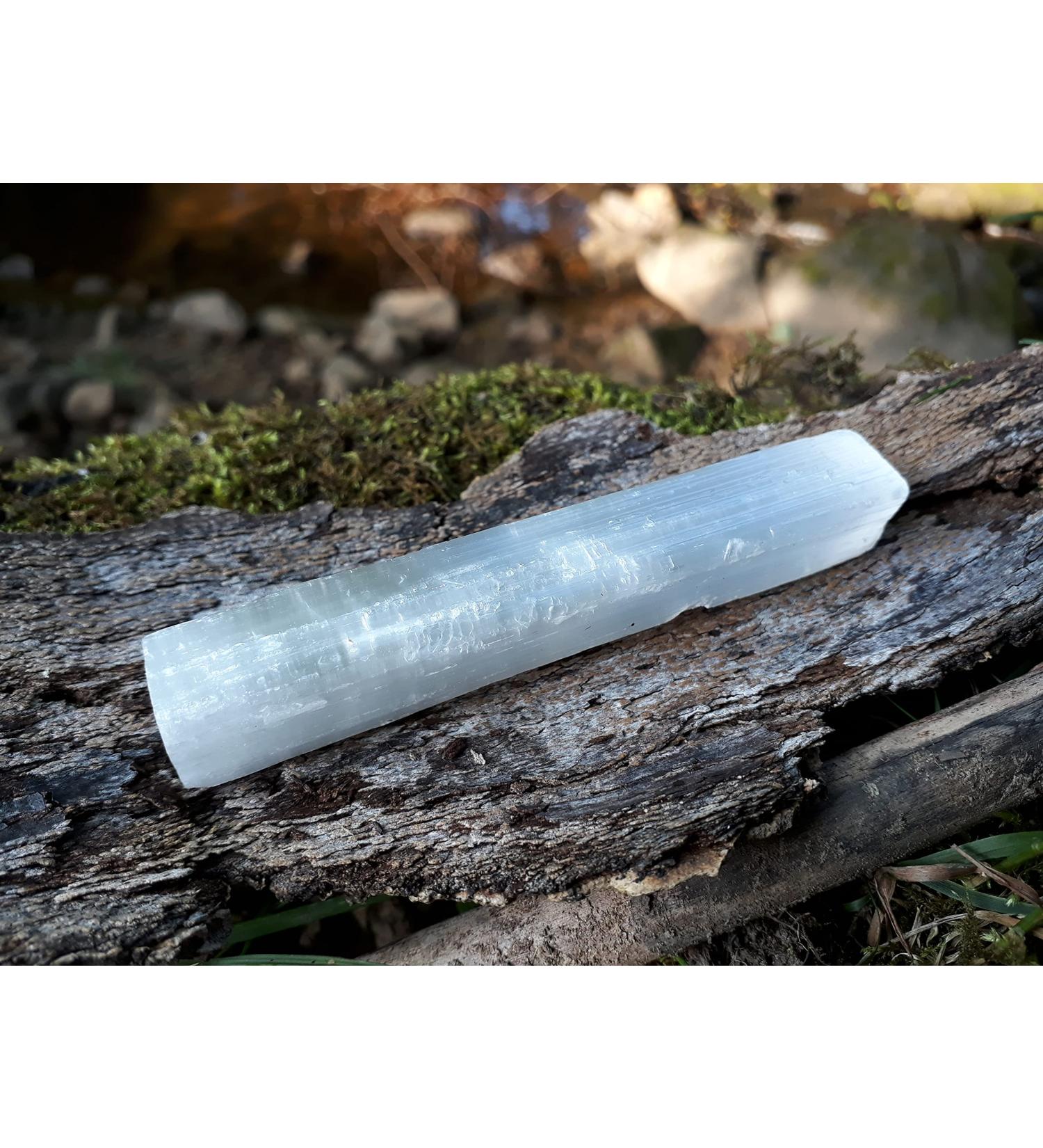 Selenite Crystal Natural Wand 10cm | Crystal Wand for Spells Divination Witchcraft Crystal Cleansing - Buy Online on GoSupps.com