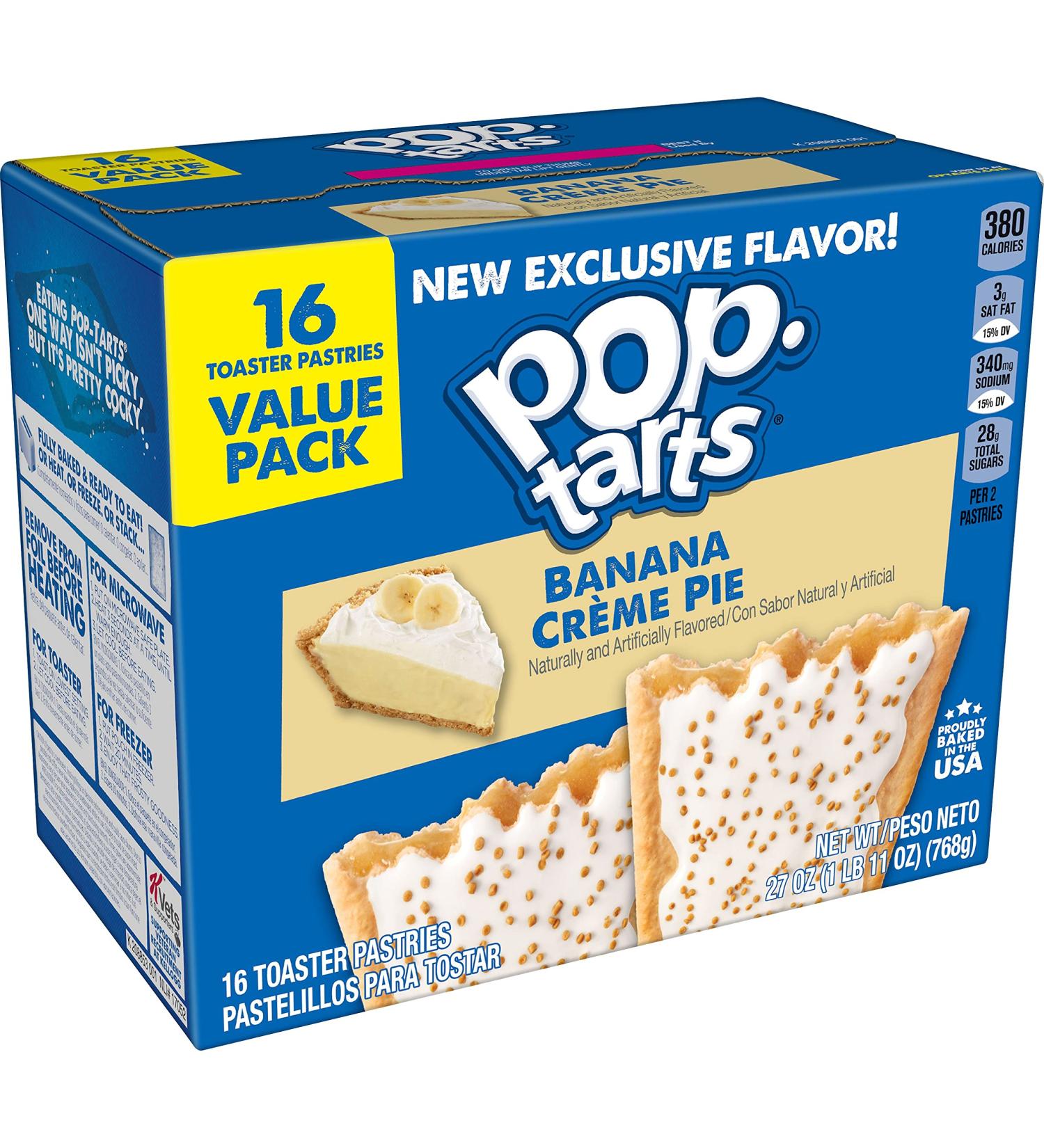tmp Pop-Tarts Breakfast Toaster Pastries, Frosted Banana Creme Pie, Bakery Inspired Snack Food ( 16 count ) ( 2 pack )