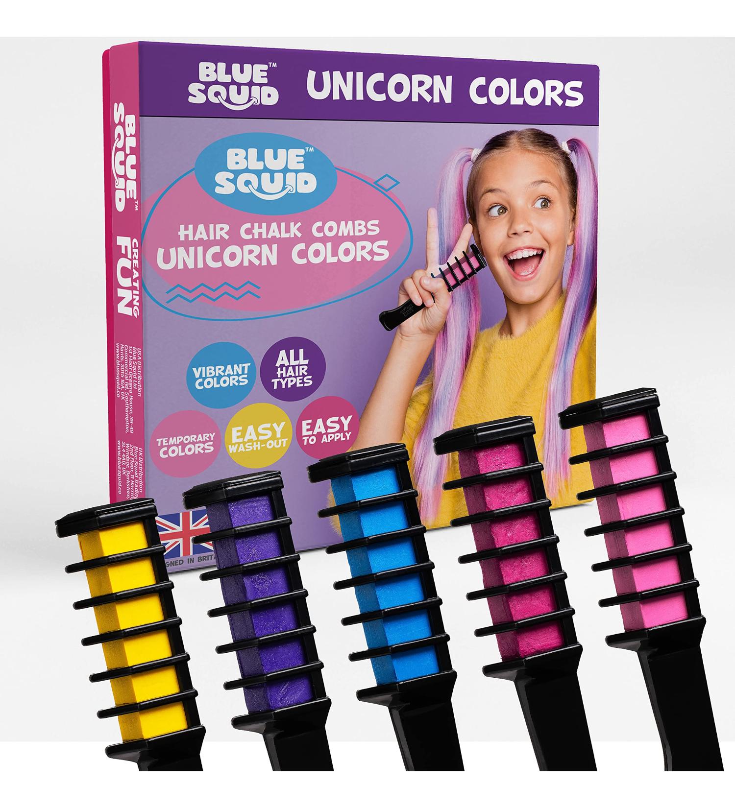 Blue Squid Unicorn Hair Cover - 5 Pastel Tones Temporary Hair Color for Kids | Washable Hair Dye Gift for Teenage Girls & Boys - Buy Online on GoSupps.com