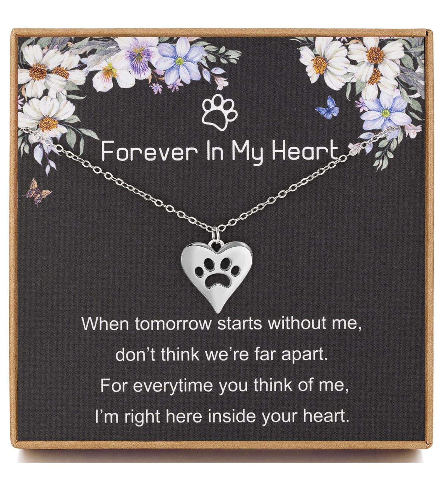 925 Sterling Silver Paw Pendant Necklace for Women - Loss of Pet Gifts, Pet Memorial and Sympathy Gift for Dog and Cat Lovers - Buy Online on GoSupps.com