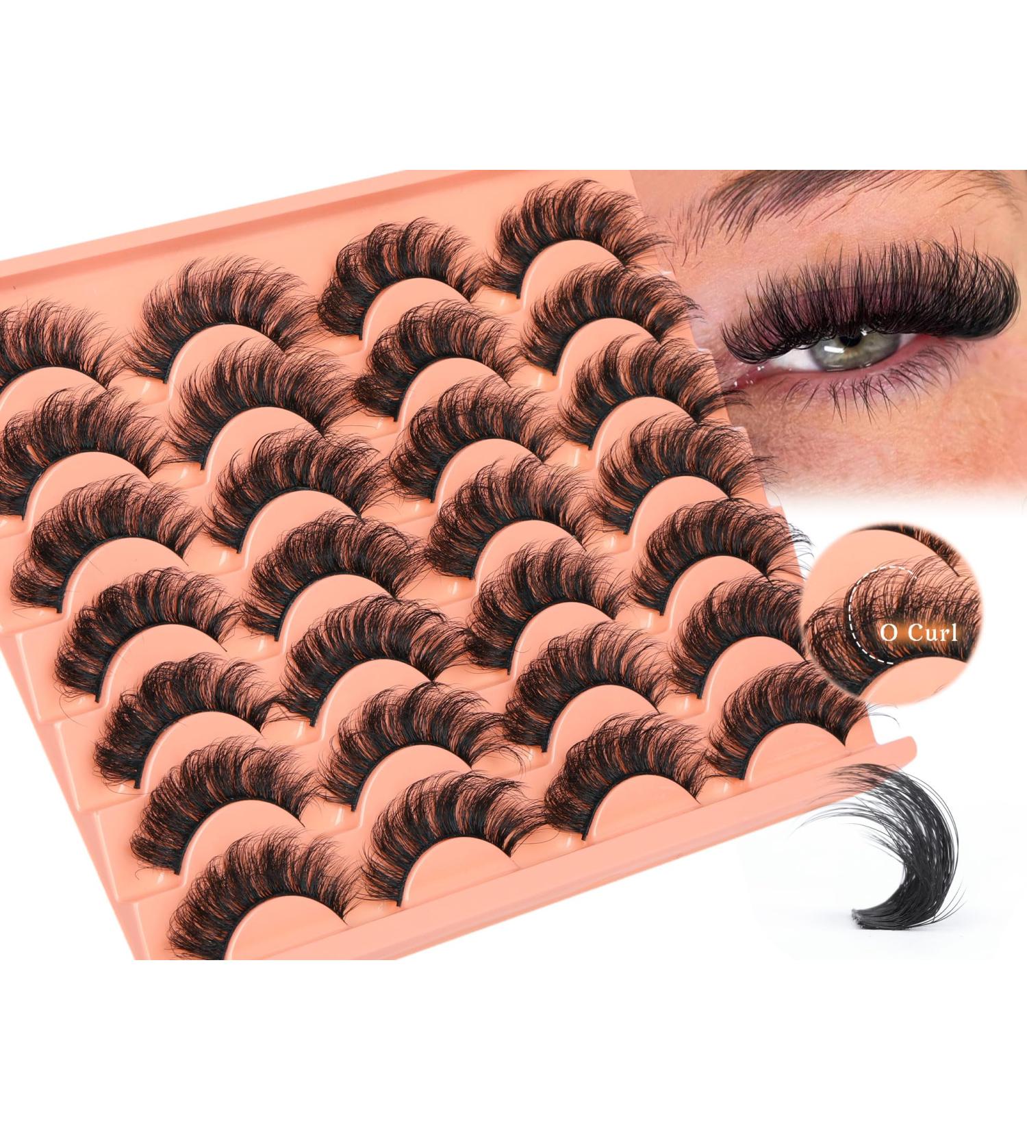 14 Pairs Eyelashes D Curl Russian Strip Lashes Wispy False Eyelashes Fluffy Eye Lashes Thick Fake Lashes 16mm Strip Lashes by Goddvenus Full strip lash - Buy Online on GoSupps.com