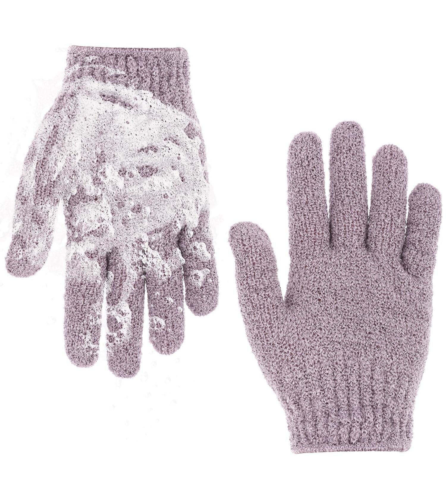 Sibba Exfoliating Gloves - Natural Loofah Bathing Gloves for Body and Face - Double Sided Shower Body Gloves - Dead Skin Remover - Purple - Buy Online on GoSupps.com