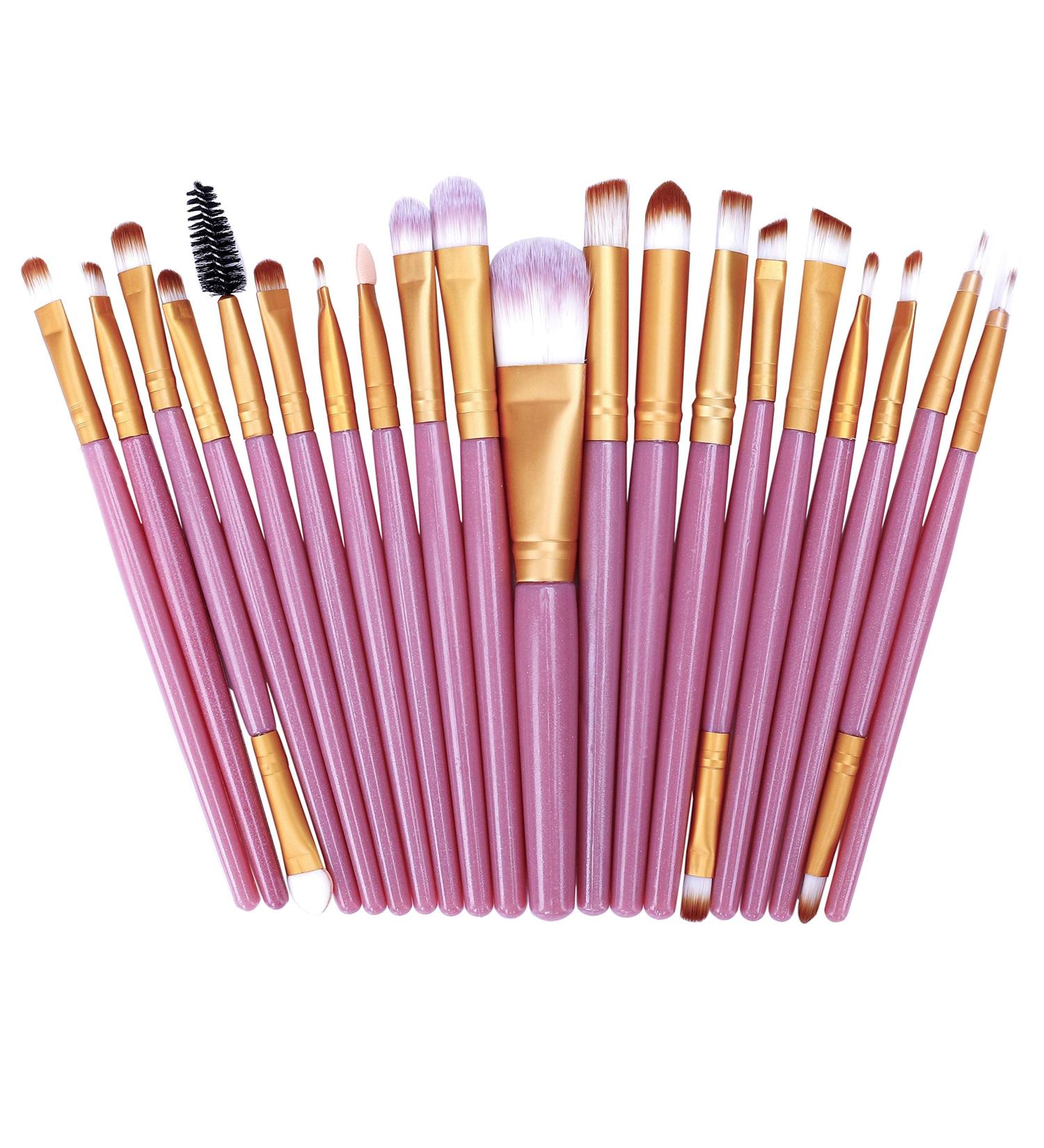 Premium 20-Piece Makeup Brush Set - Synthetic Hair Eye & Face Brushes | Pink Gold Luxury Beauty Tools - Buy Online on GoSupps.com