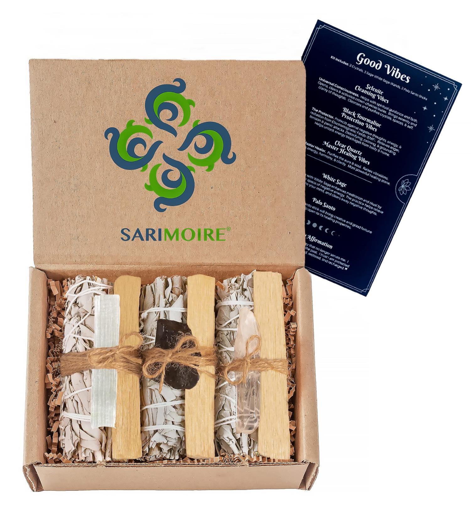 Good Vibes Kit: White Sage Bundles, Palo Santo Sticks, Selenite, Black Tourmaline, Clear Quartz Crystals - Metaphysical Spiritual Supplies - Buy Online on GoSupps.com