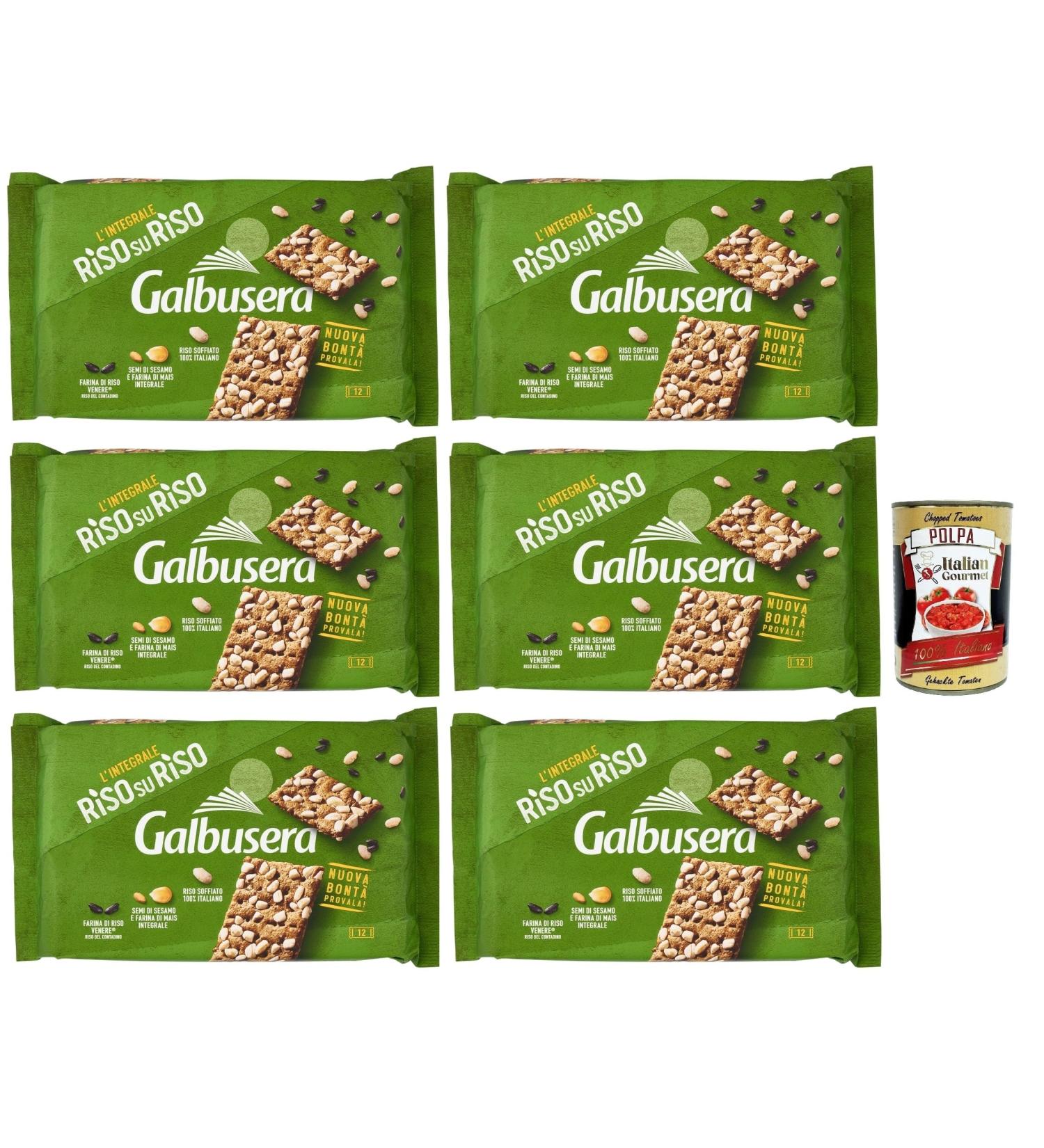 Galbusera RisosuRiso Croccantezza Integrale - Lot of 6 crumbly crackers with grains croustillants 100% Italian souffl rice - 380 g + Italian Gourmet Pulp 400 g - Buy Online on GoSupps.com