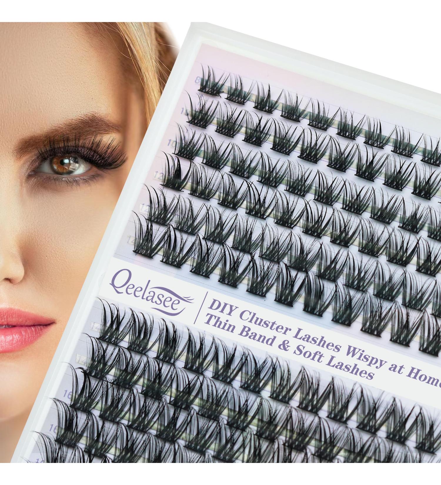 Qeelasee DIY d Curl Eyelash Clusters - 144pcs Natural 0.07 50D Wispy Volume Lashes (8-18mm) - Perfect for Stunning Looks - Buy Online on GoSupps.com
