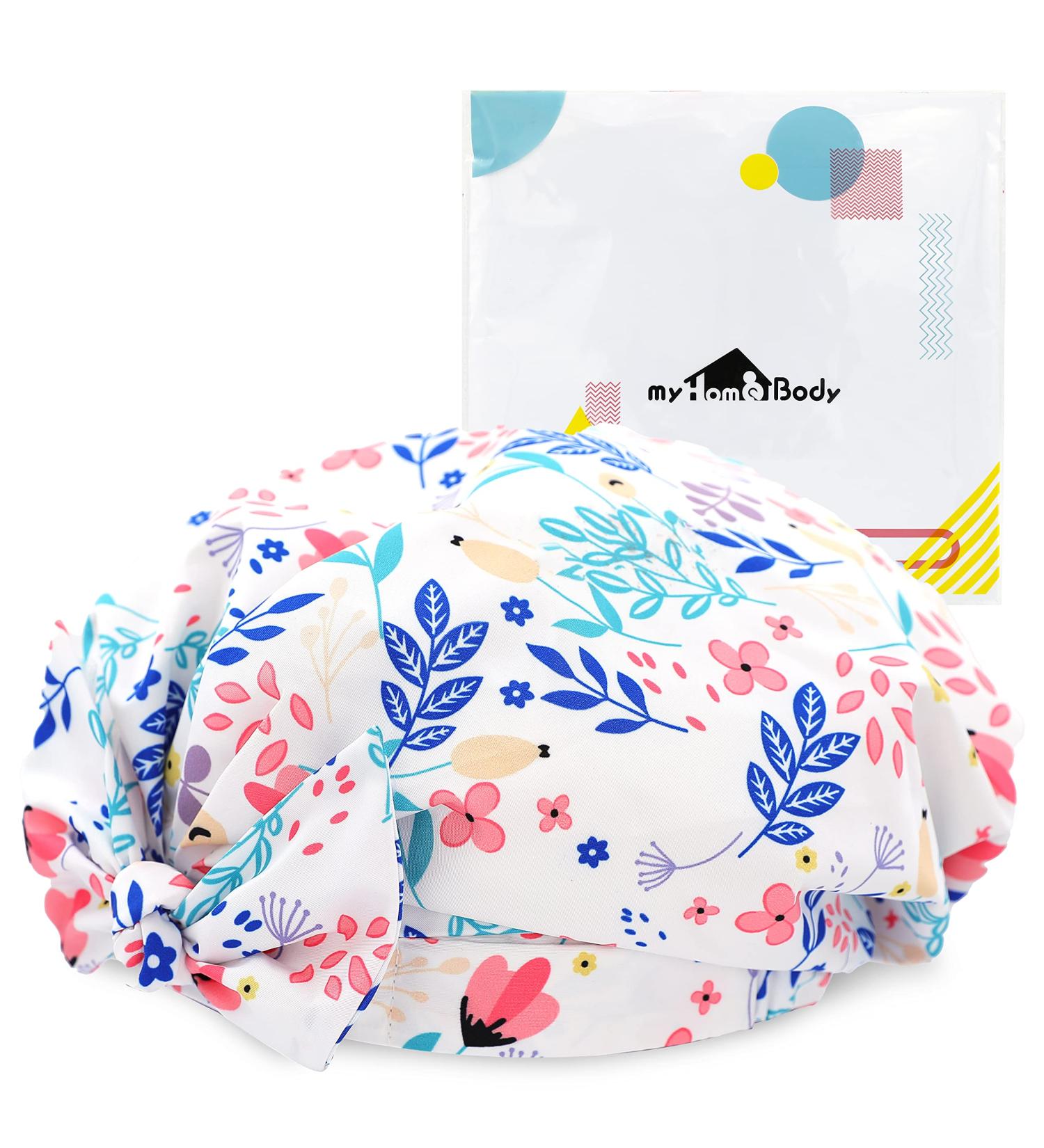 myHomeBody Kids Shower Cap with Bowknot | Reusable Waterproof Bath Cap for Girls | Garden Pattern | 1pc - Buy Online on GoSupps.com