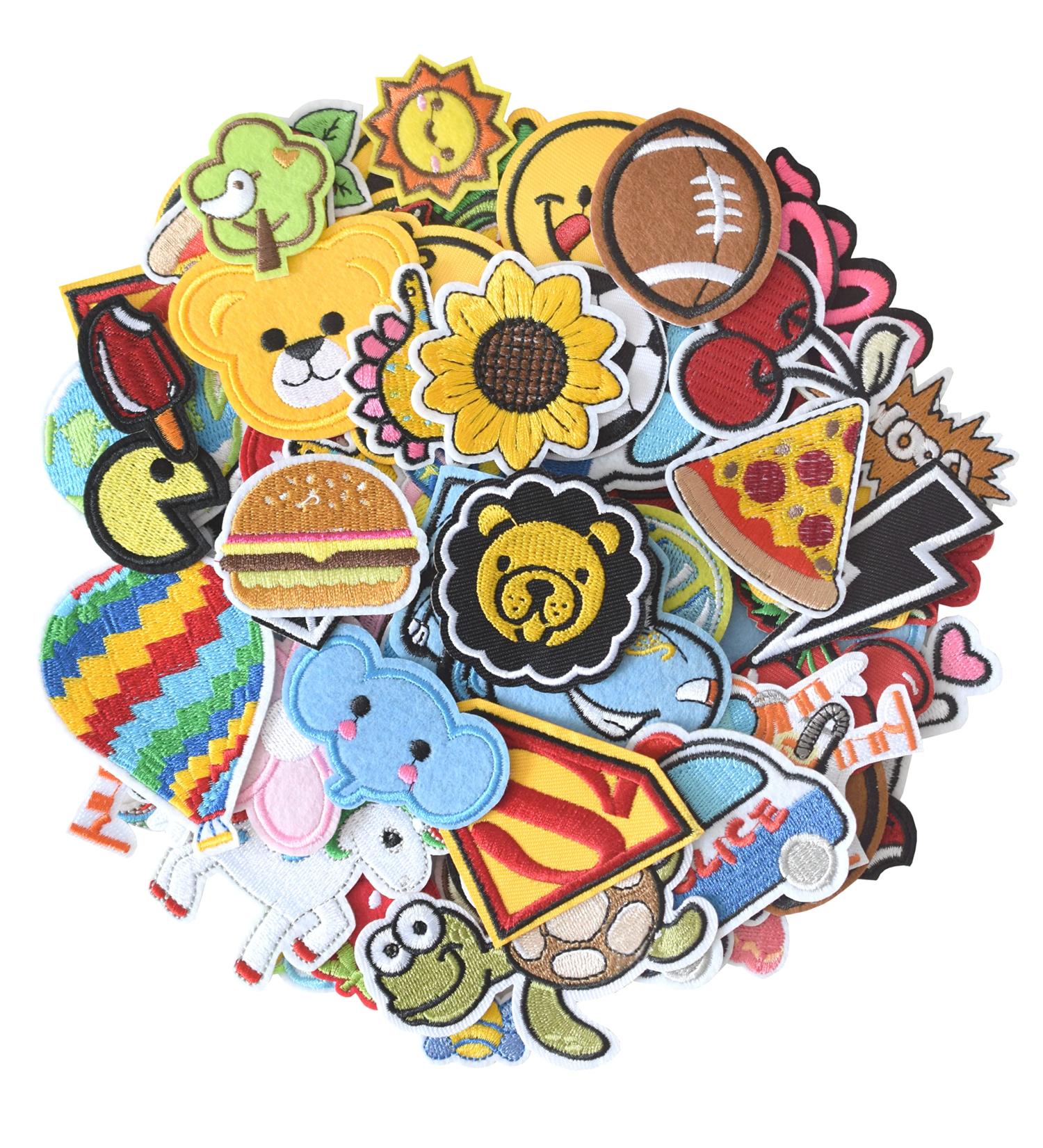 60Pcs Random Assorted Iron on Patches for Jackets Hats Backpacks Jeans - Cute Embroidered Applique Patches - DIY Accessories - Buy Online on GoSupps.com