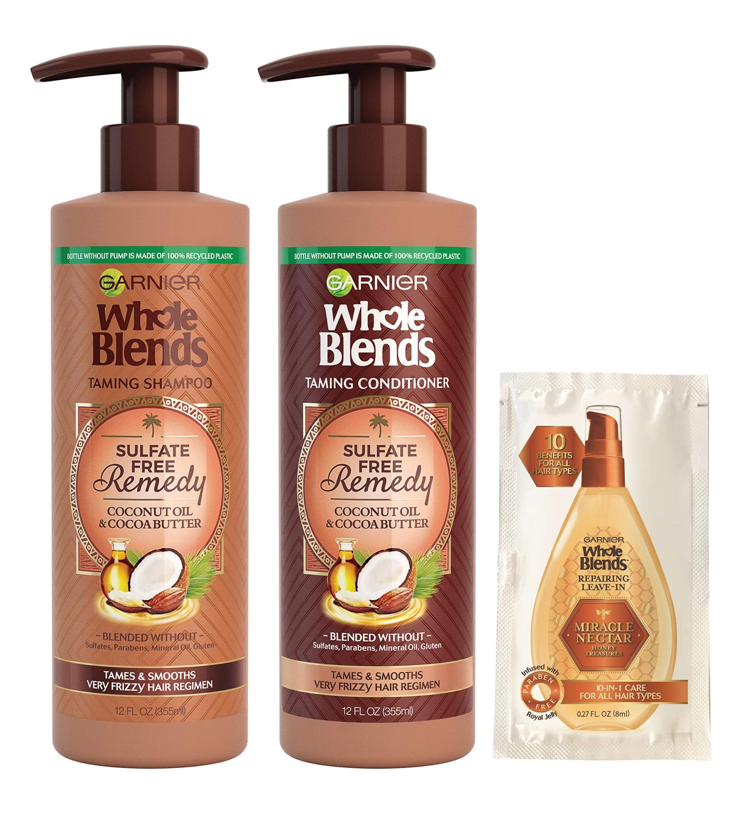 Garnier Whole Blends Coconut Oil & Cocoa Butter Taming Shampoo and Conditioner Set - Sulfate Free Remedy for Very Frizzy Hair - 12 Fl Oz Kit - Buy Online on GoSupps.com
